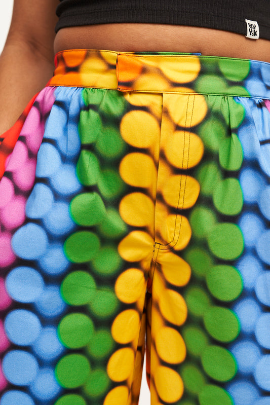 Beau - Barrel Leg Trousers Organic Cotton in Good Vibrations Print