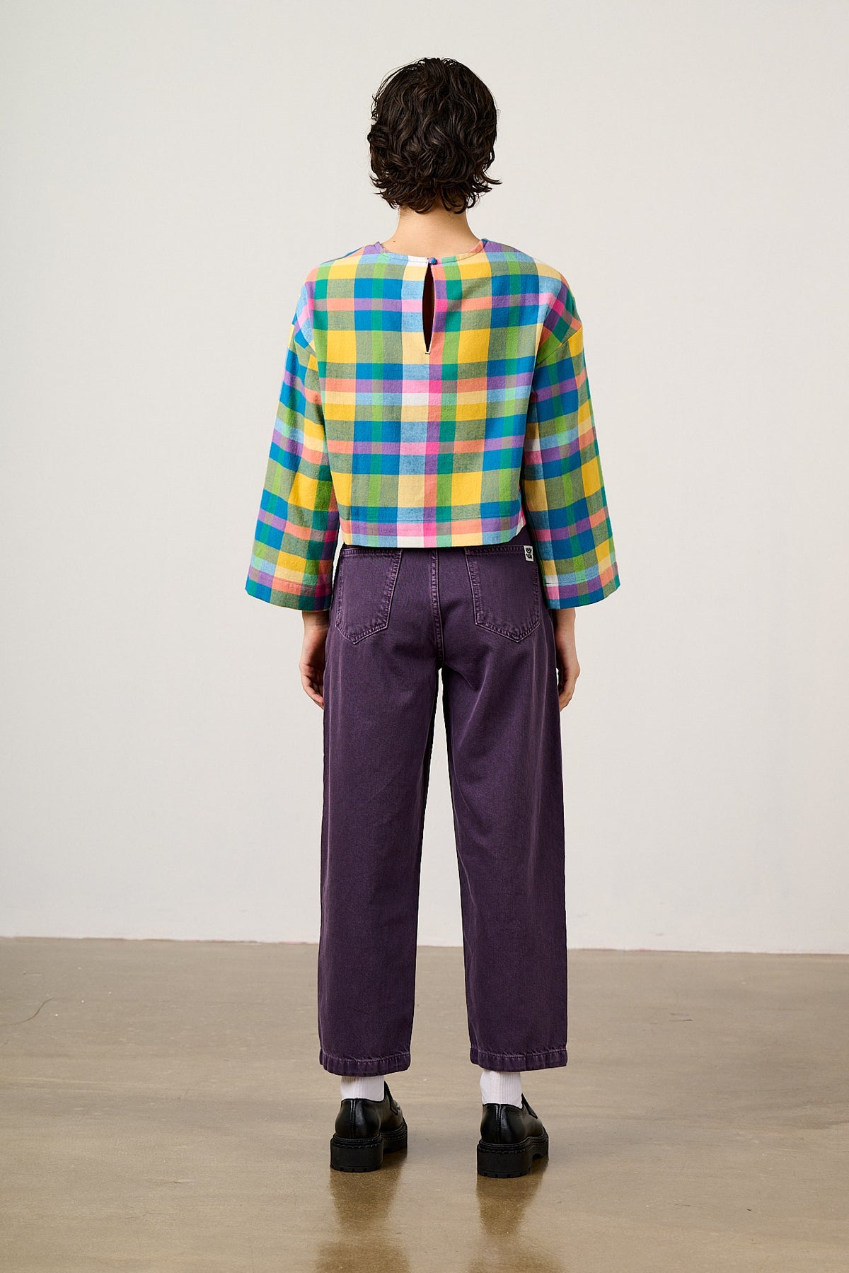Maisie - Boxy Top Organic Brushed Cotton in Retro Picnic Fun Check