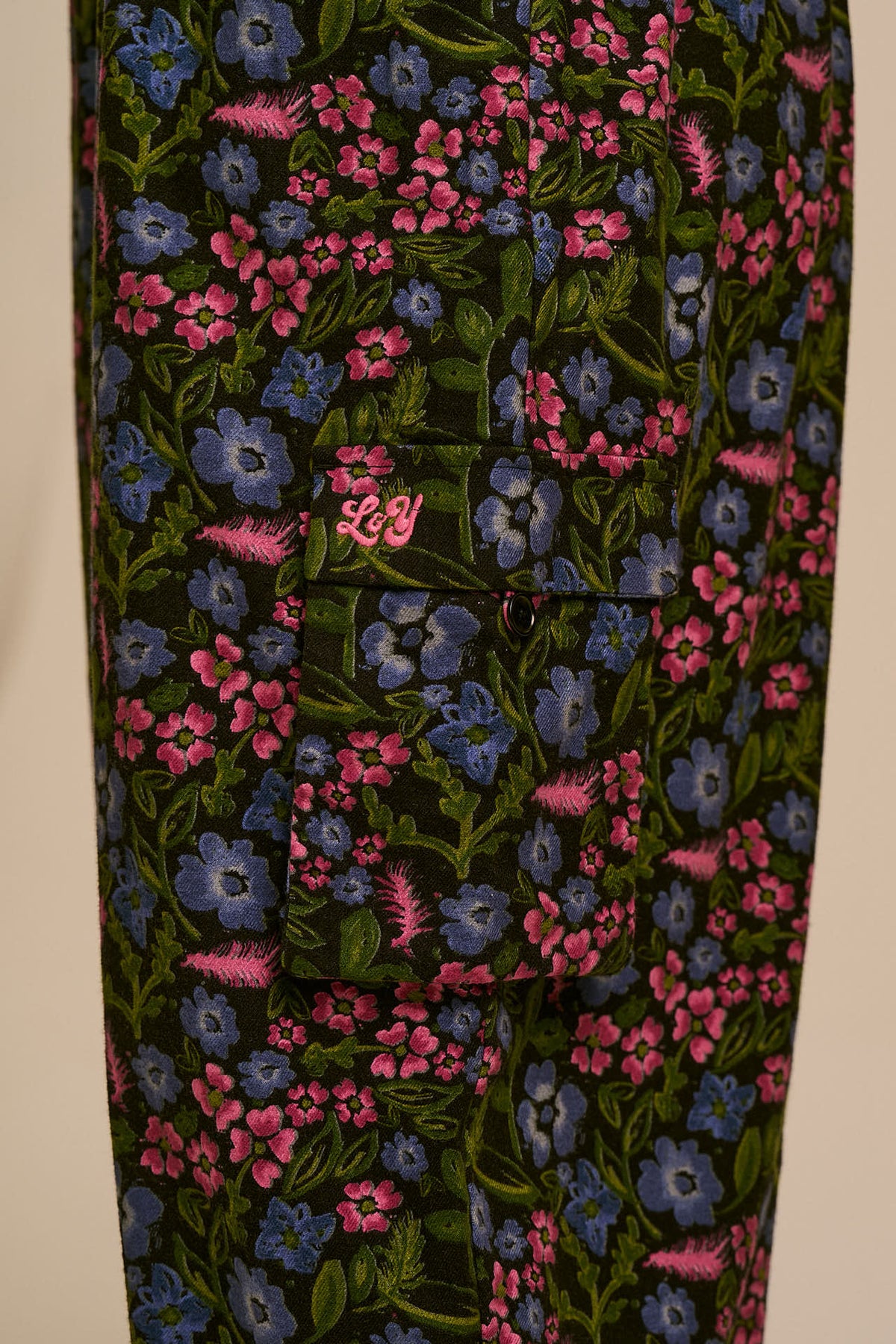 Miyada - Cuffed Leg Dungarees Organic Brushed Cotton in Ditsy Grunge Floral