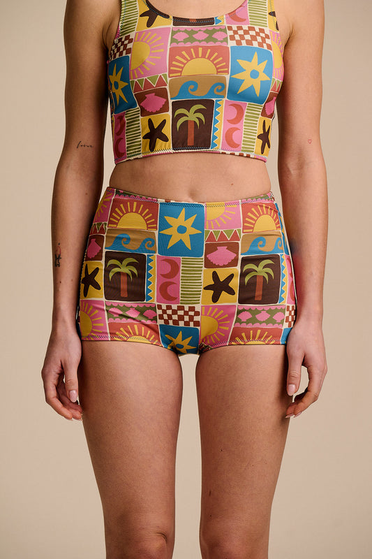 Monte - Bikini Shorts Recycled Polyester in Coastal Tile