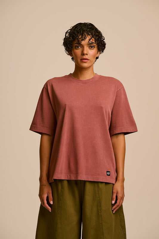 Noa - Boxy T-Shirt Organic Cotton in Washed Pink