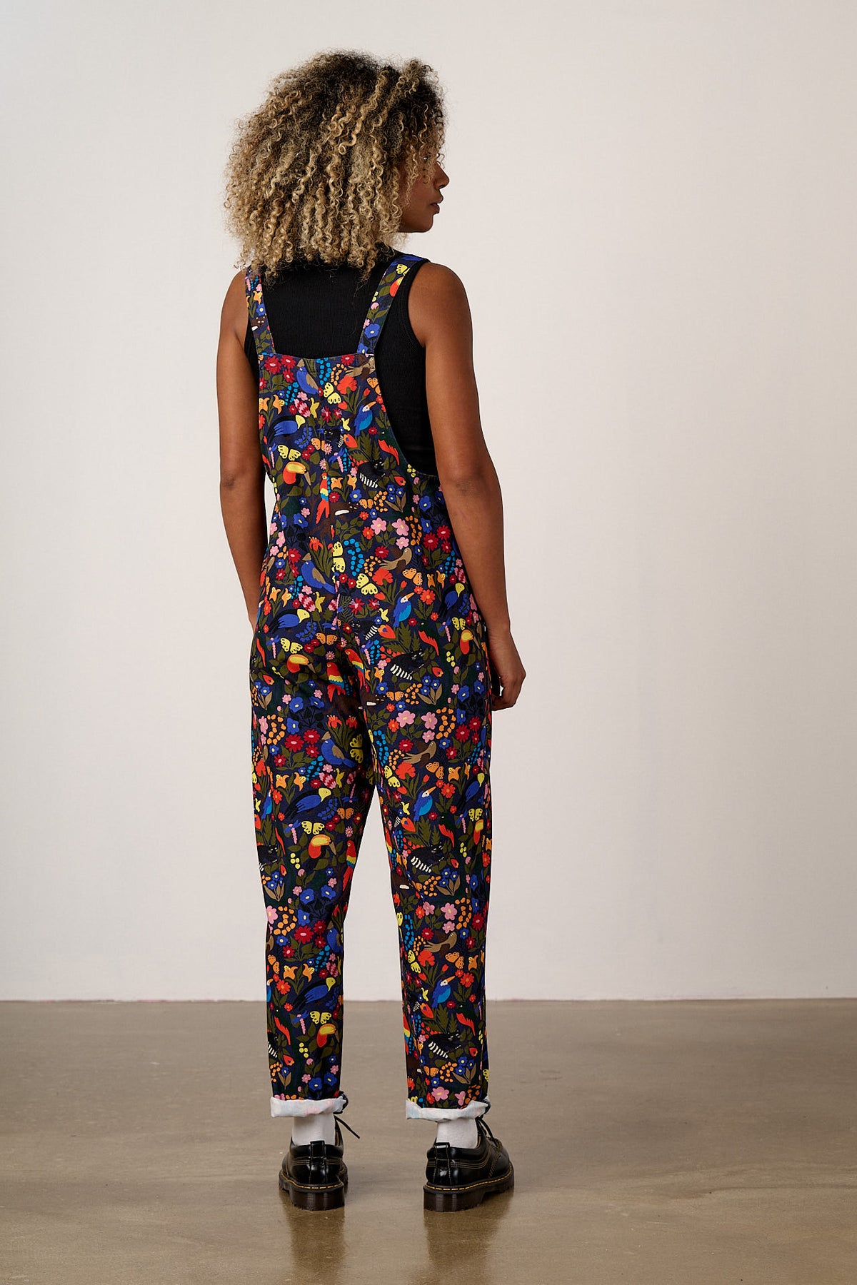 Original - Straight Leg Dungarees Organic Cotton in Animals & Flowers Print
