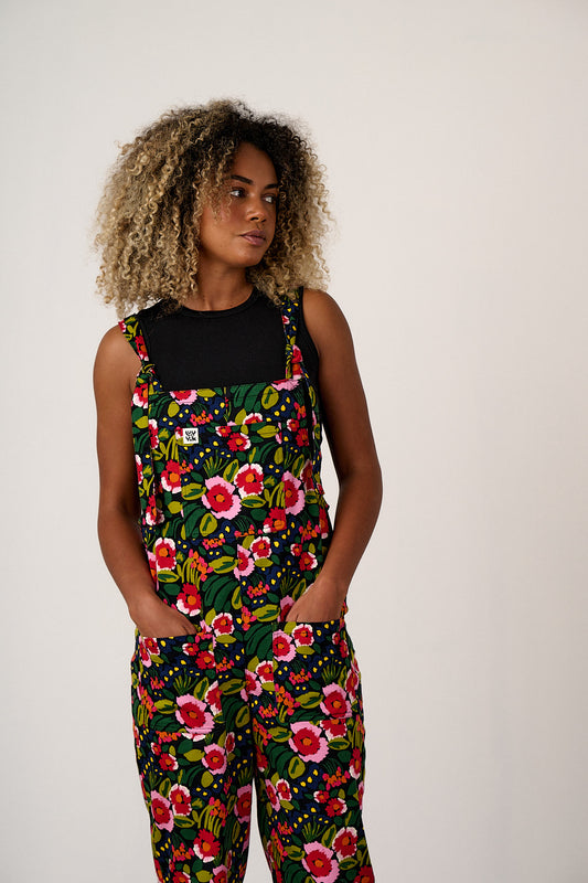 Original - Straight Leg Dungarees Organic Cotton in Black Marie Print