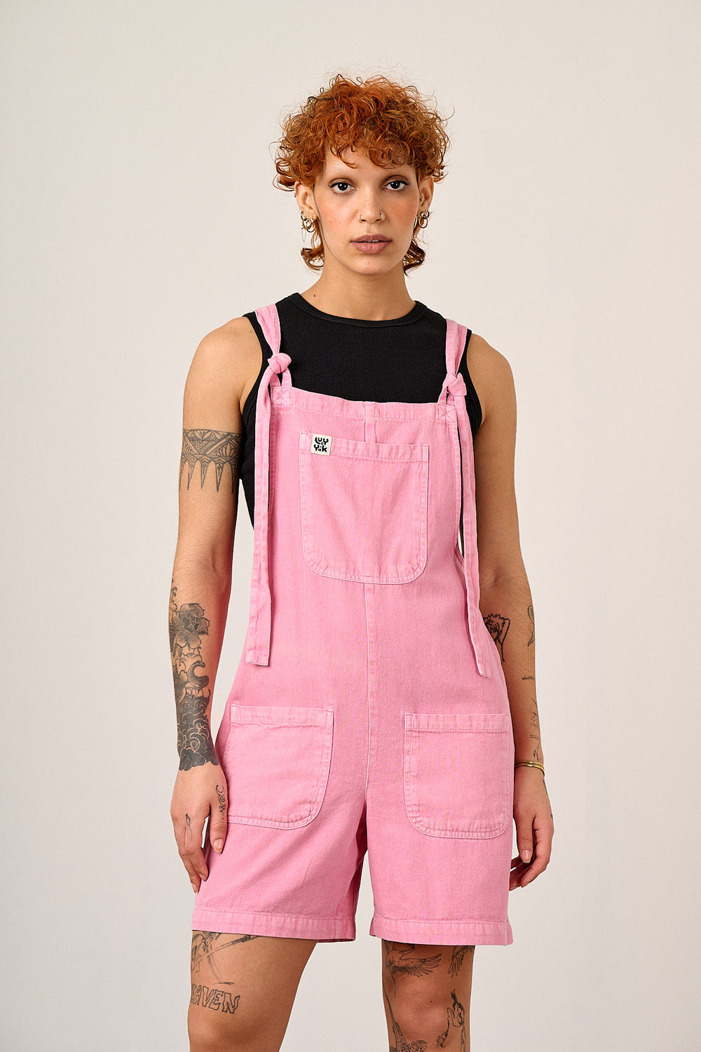 Original - Mid-Thigh Dungaree Shorts Organic Cotton in Light Pink