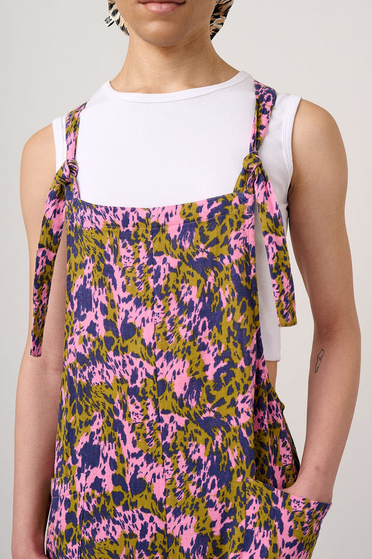 Rudy - Cropped Wide Leg Dungarees Organic Cotton in Animal Wild Expression Print