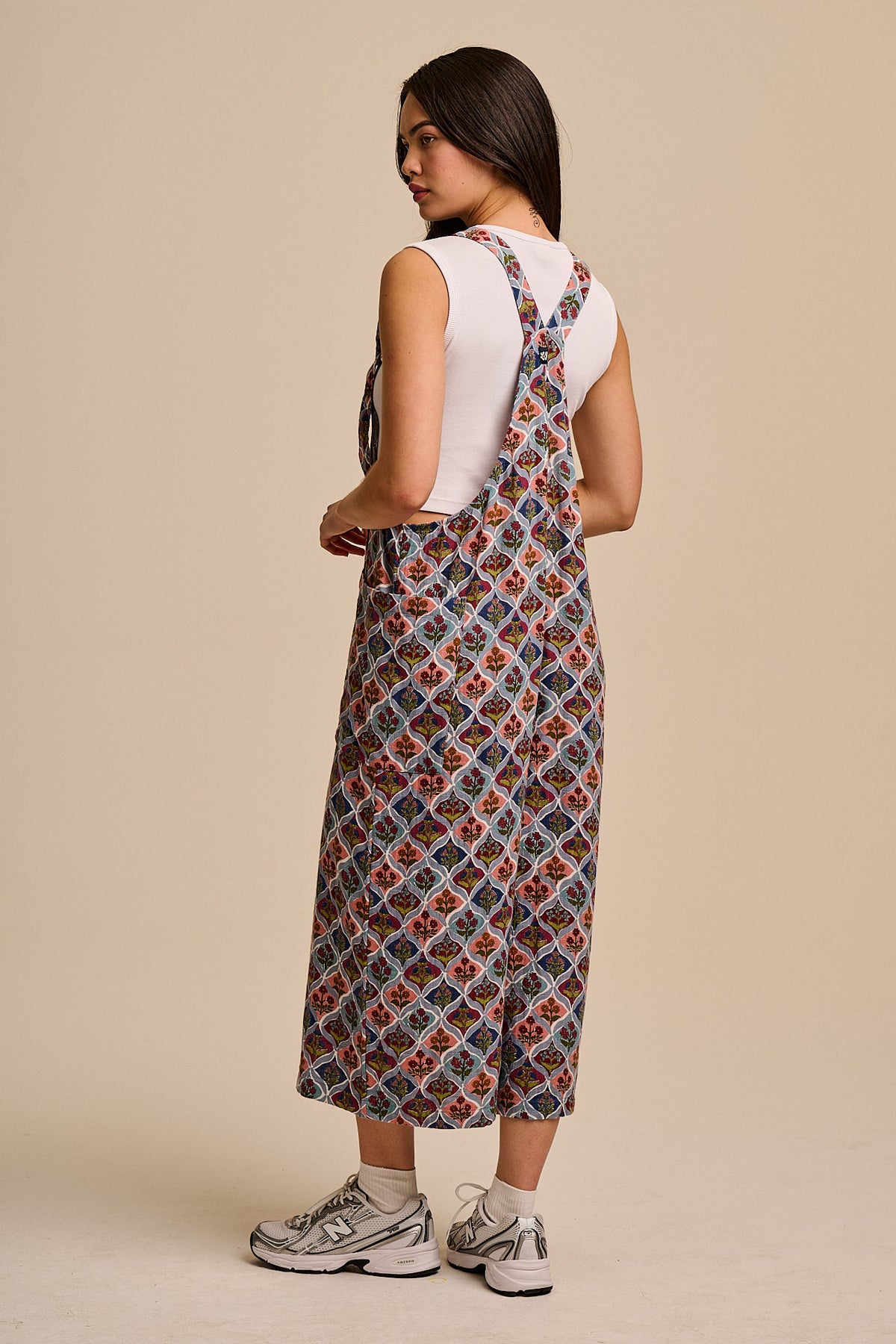 Rudy - Cropped Wide Leg Dungarees Organic Cotton Gauze in Walled Blooms