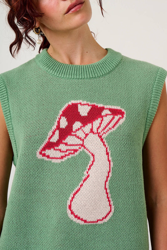 Saffle - Knitted Vest Organic Cotton in Mushroom