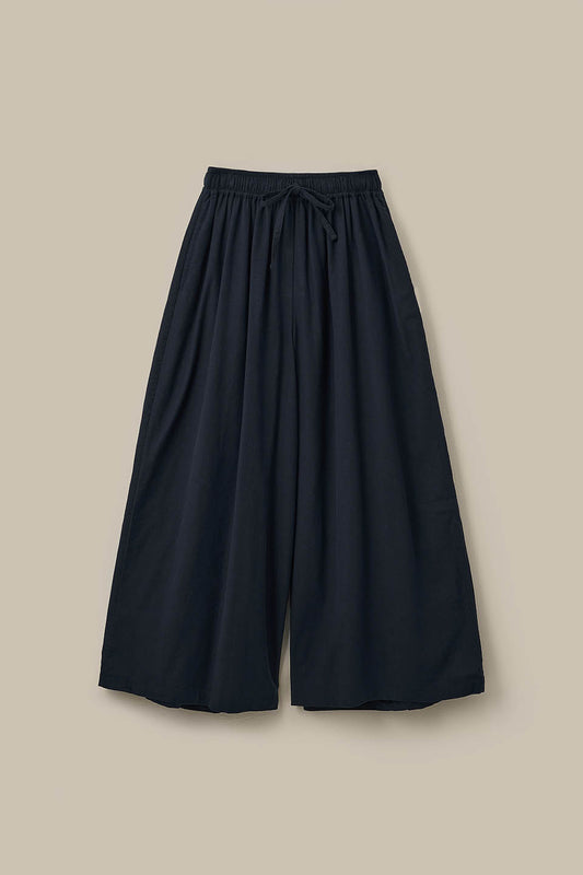 Aster - Cotton & Linen Trousers in Black
