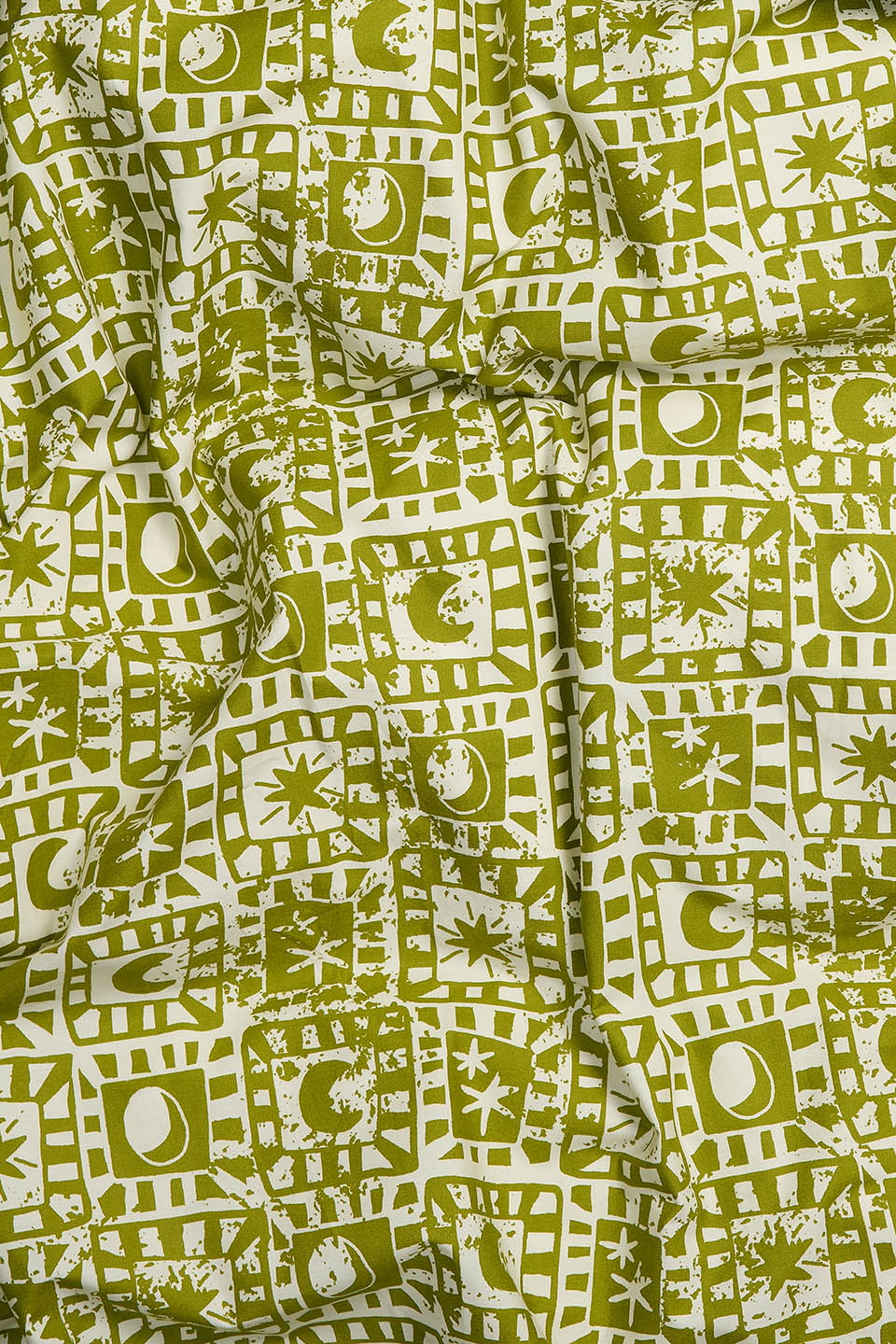 Yolanda - Duvet Cover Set Organic Cotton in Green Celestial Checkerboard