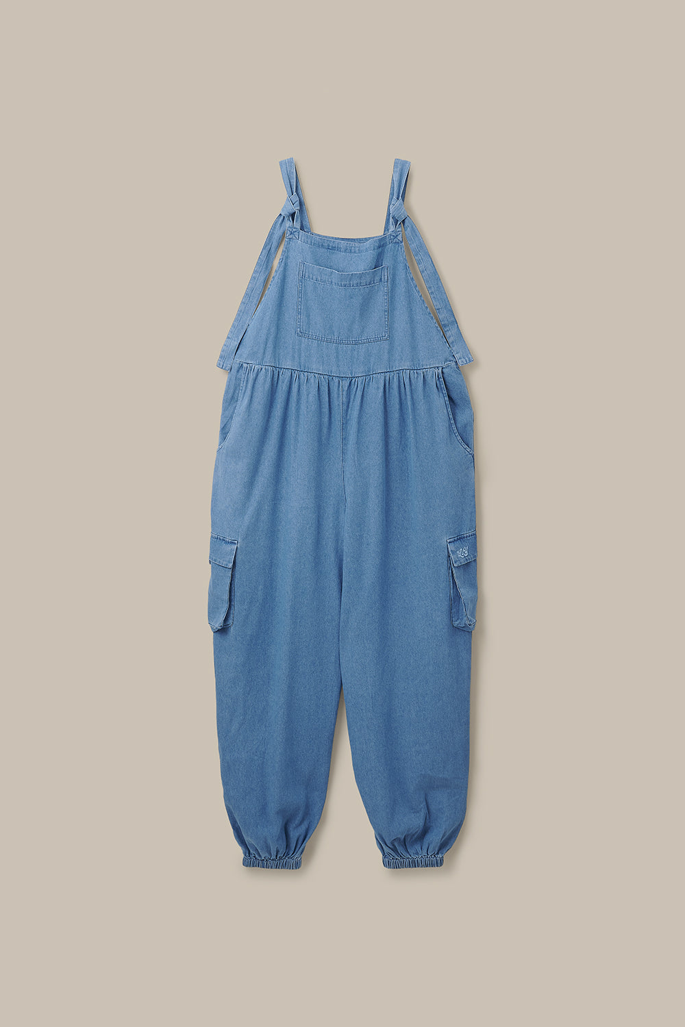 Miyada - Cuffed Leg Dungarees Organic Cotton Denim in Light Wash Blue