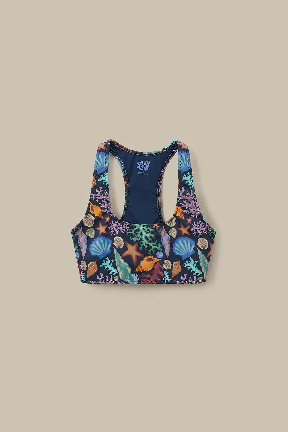 Morella - Racerback Bikini Top Recycled Polyester in Shell Print