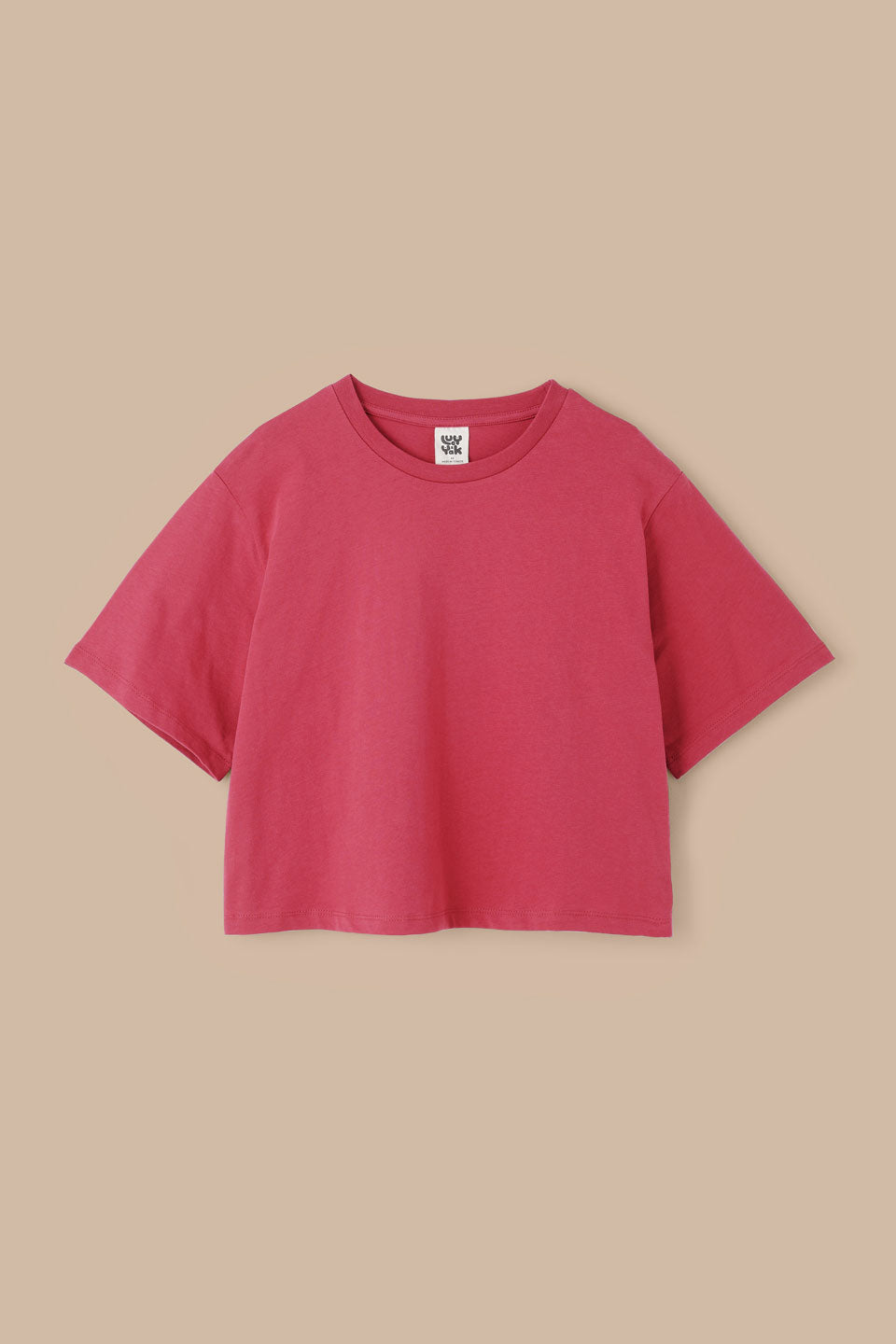 Zayla - Cropped Boxy T-Shirt - Cotton in Maroon