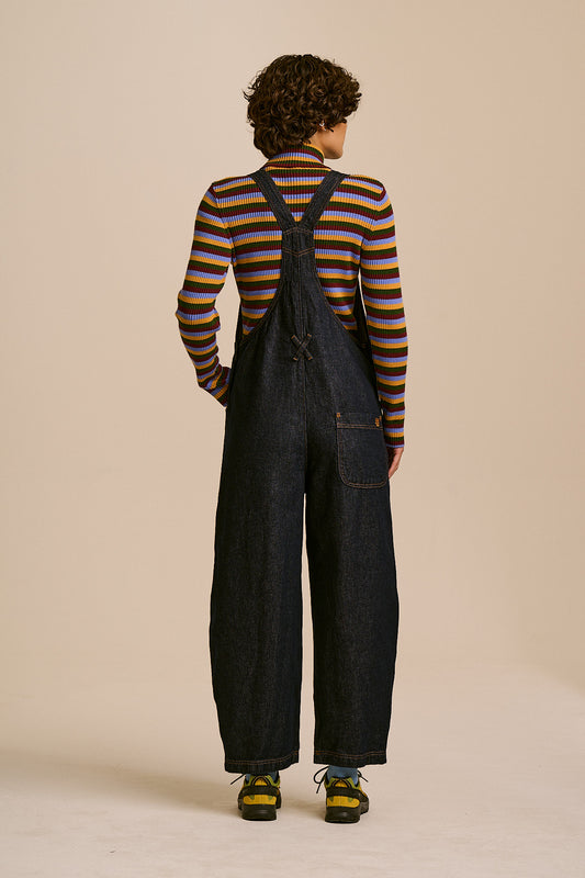 Toluca - Barrel Leg Dungarees Organic Cotton Denim in Indigo