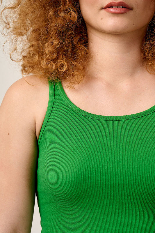Tully - Strappy Vest Organic Cotton in Green