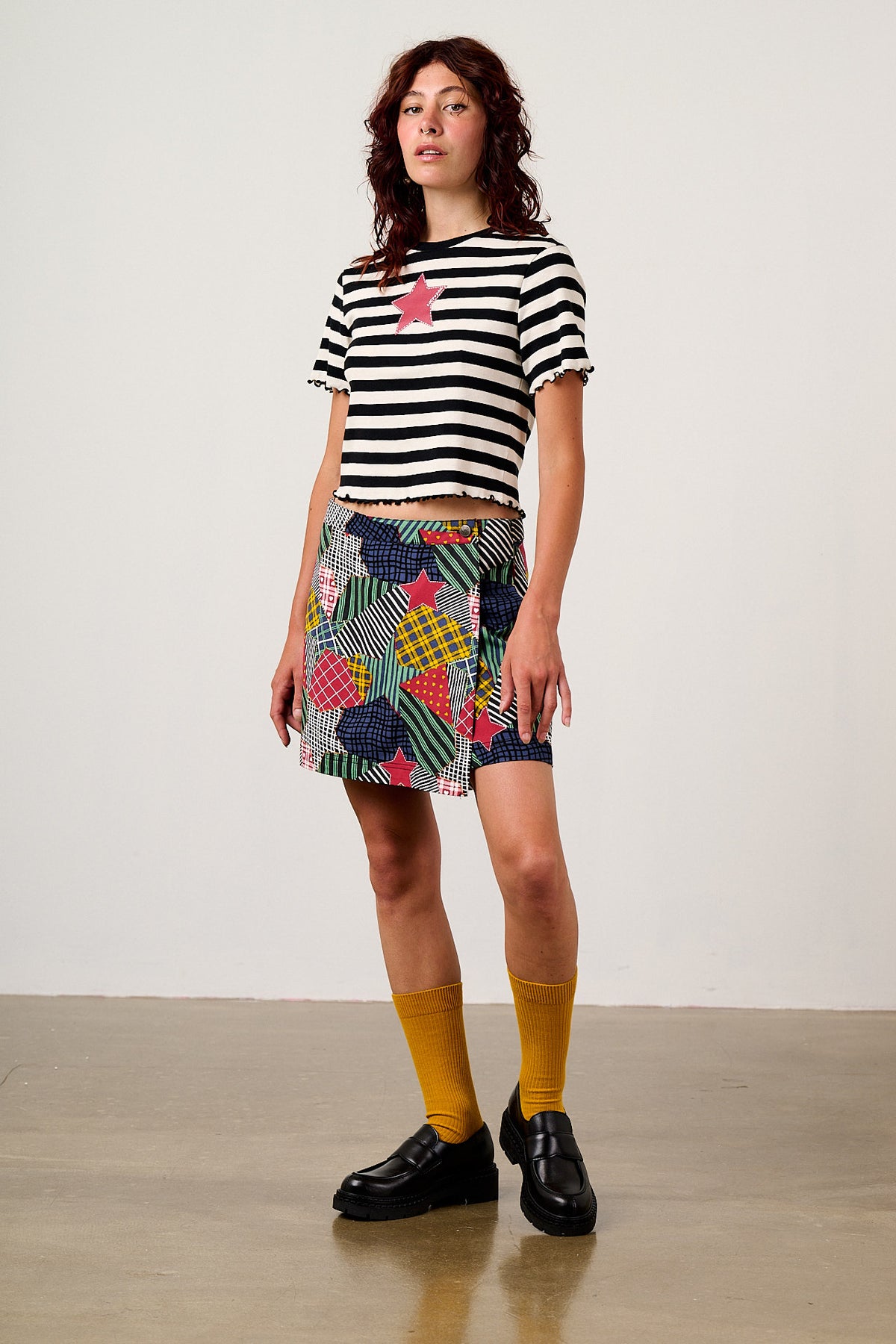Veeda - Skort Organic Cotton in Star Patchwork