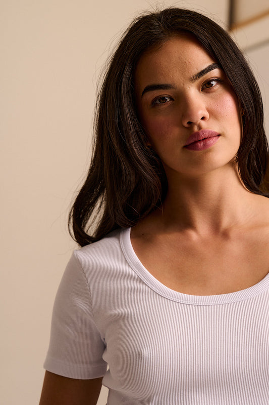 Vita - Scoop Neck T-Shirt Organic Cotton in White