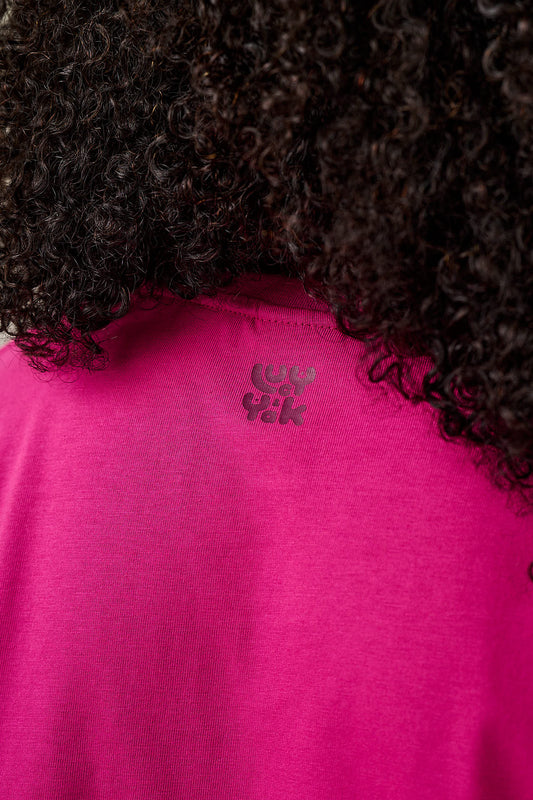 Zayla - Cropped Boxy T-Shirt Cotton in Festive Fuchsia