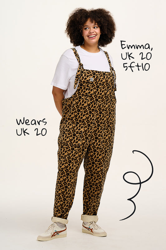 Original - Straight Leg Dungarees Organic Cotton Corduroy in Leopard Print