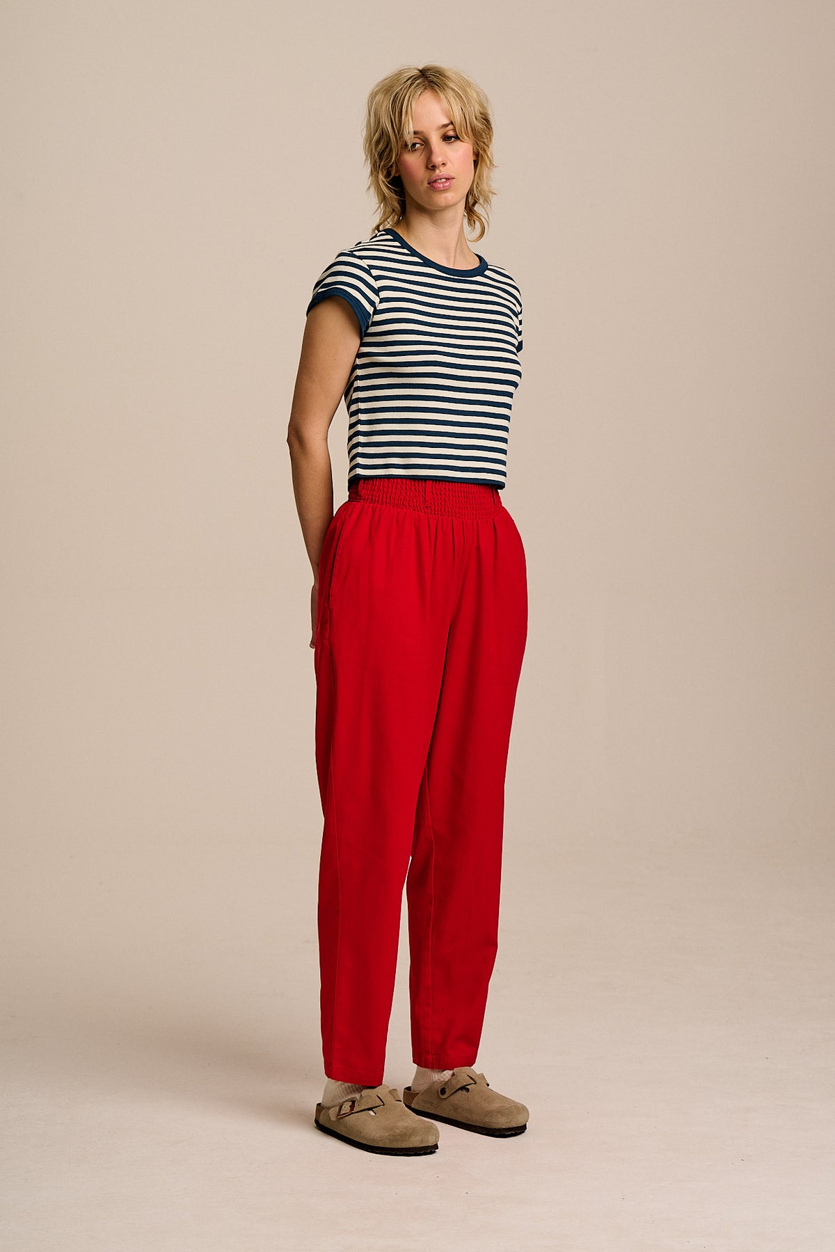 Alexa - Tapered Leg Trousers Organic Cotton in True Red
