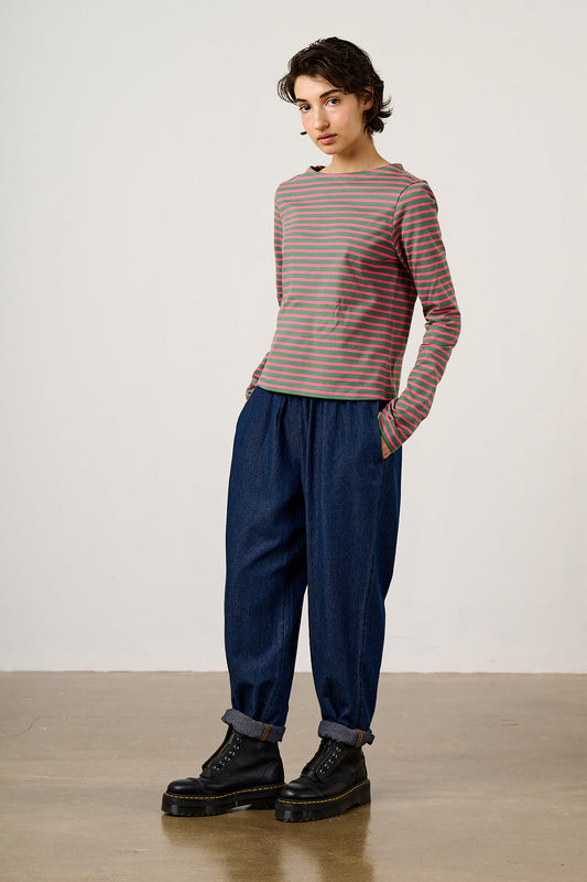 Alexa - Tapered Leg Trousers Organic Cotton Denim in Indigo
