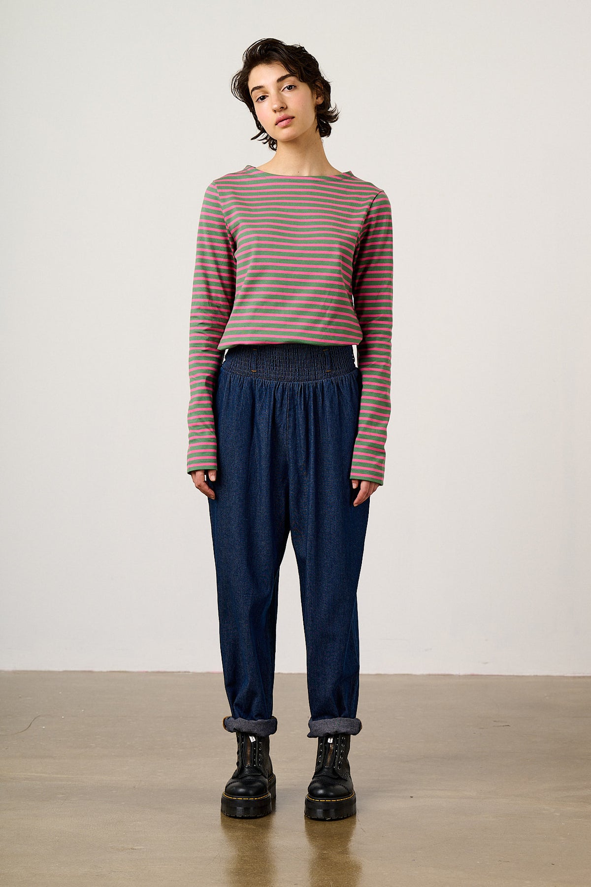 Alexa - Tapered Leg Trousers Organic Cotton Denim in Indigo