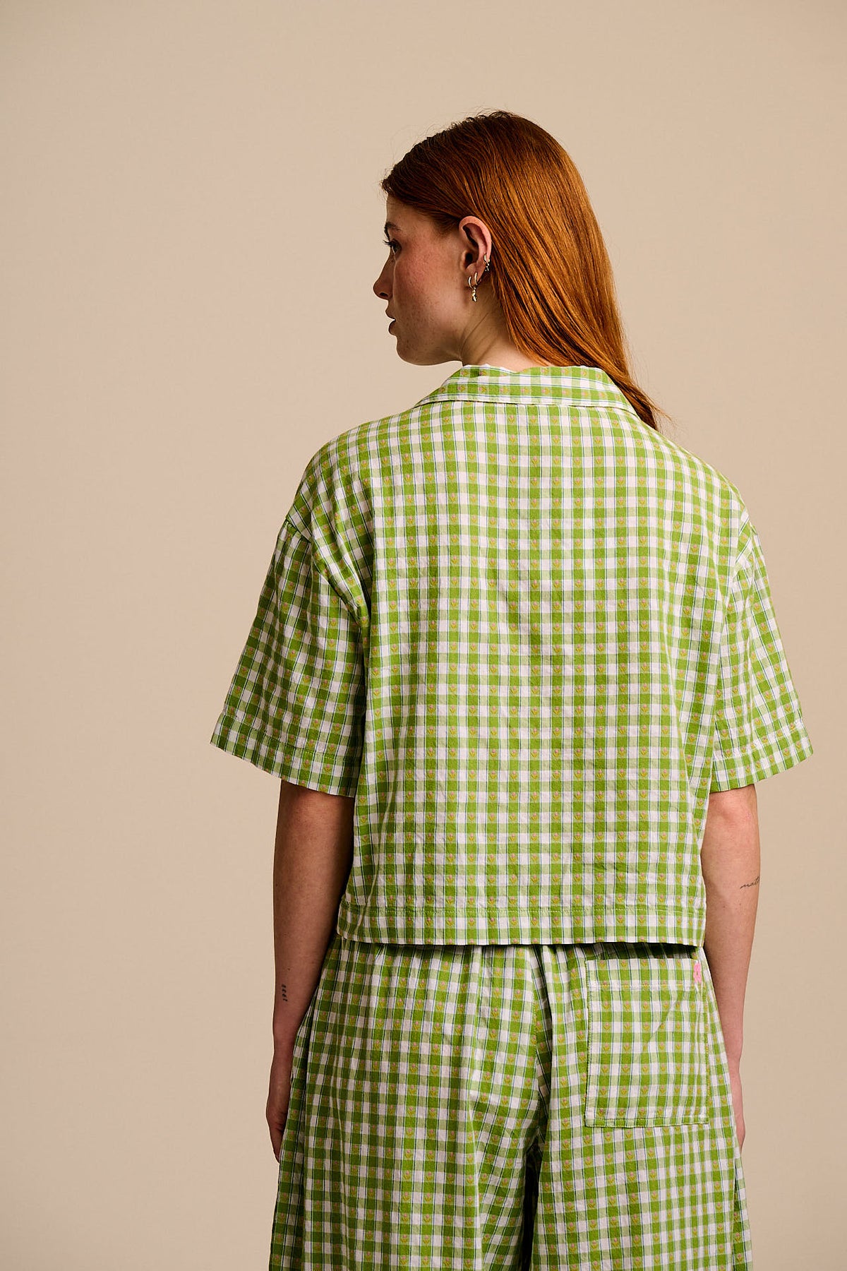 Alfie - Shirt Organic Cotton in Green & White Tulip Gingham