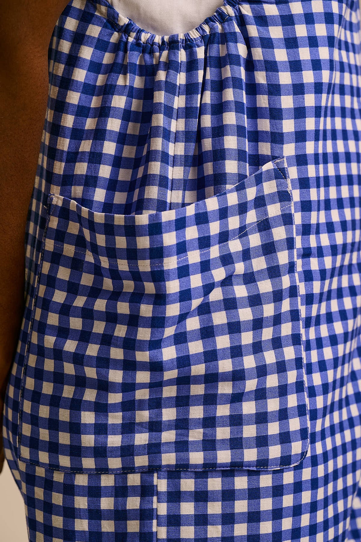 Alya - Relaxed Fit Dungaree Shorts ECOVERO Viscose Blend in Blue Check