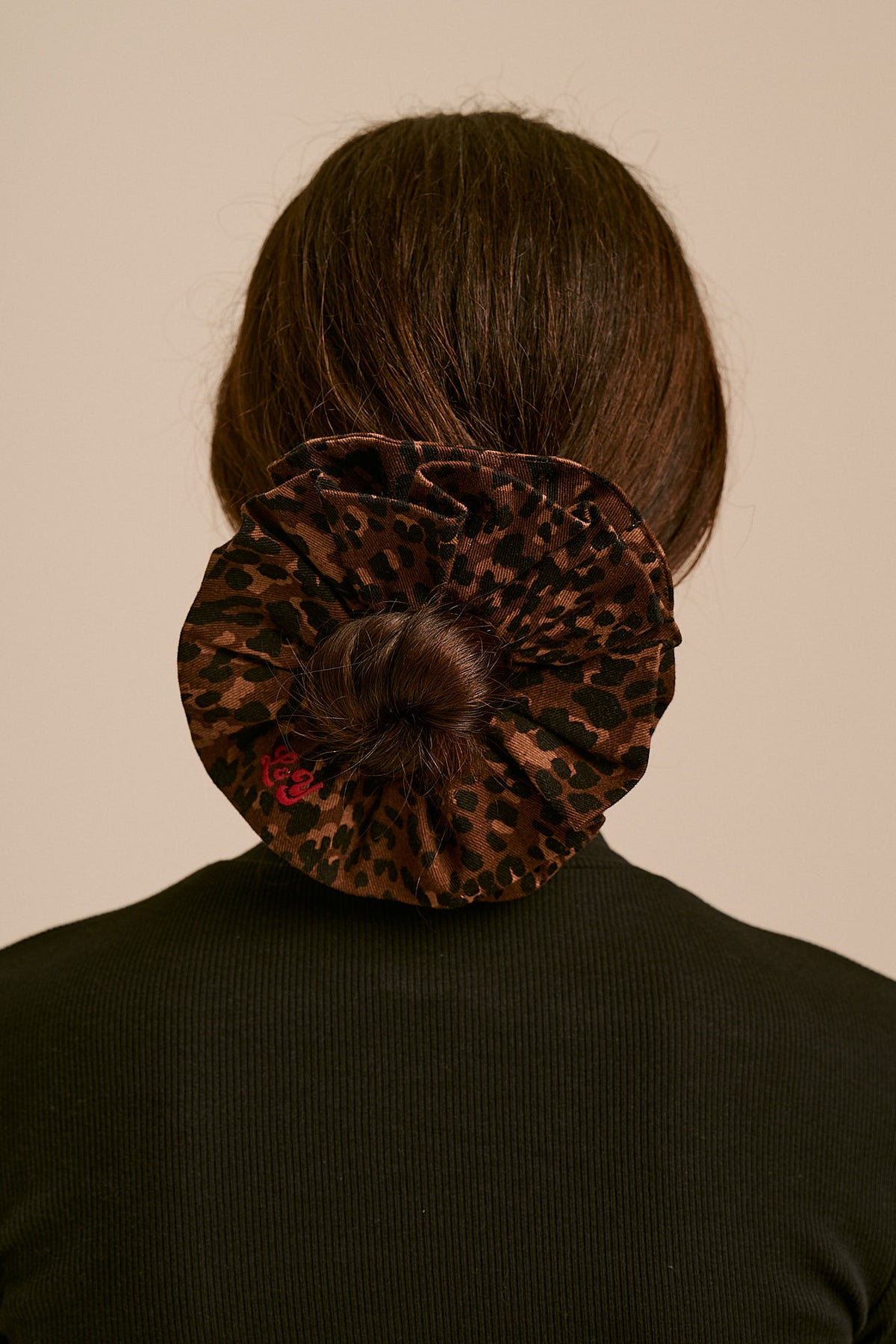 Anya - Double Layer Scrunchie Organic Cotton Twill in Animal Print