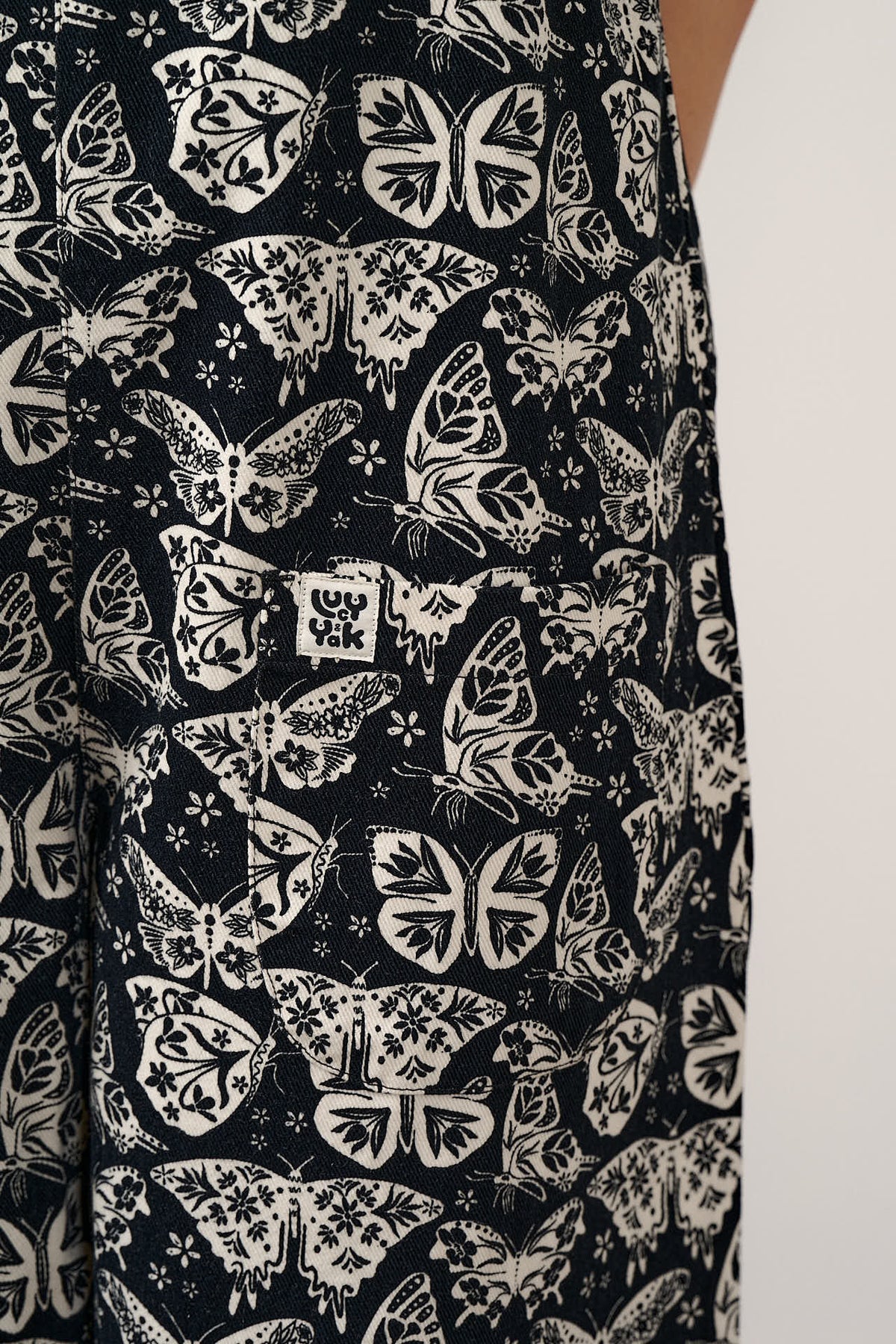 Ara - Barrel Leg Dungarees Organic Cotton in Black & White Butterfly Print