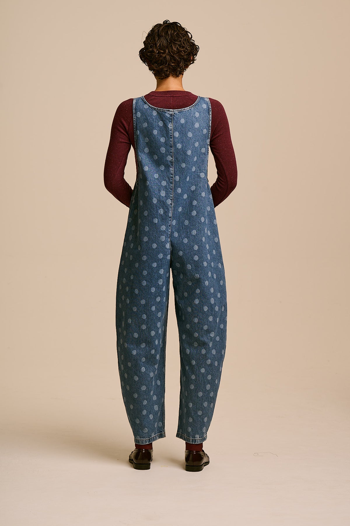 IMPERFECT - Ara  - Denim Dungarees in Midwash Polka Dot