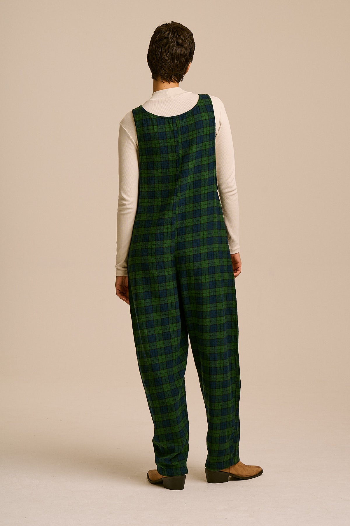 Ara - Organic Cotton Brushed Dungarees in Wilderness Tartan