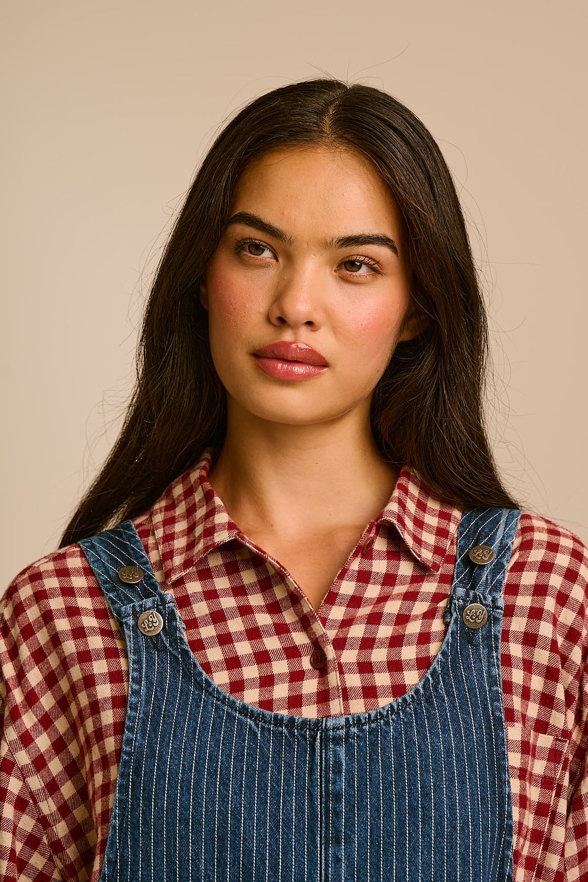 Ara - Barrel Leg Dungarees Recycled Cotton Denim in Pinstripe