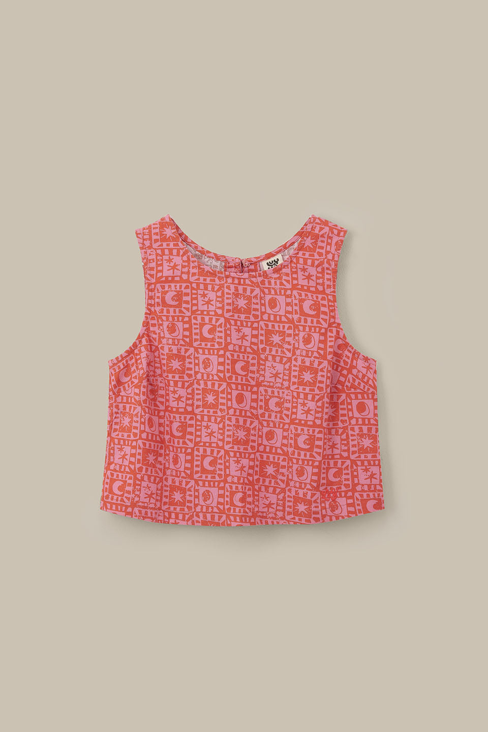 Arden - Shell Top Organic Cotton in Pink & Red Lunar Healing