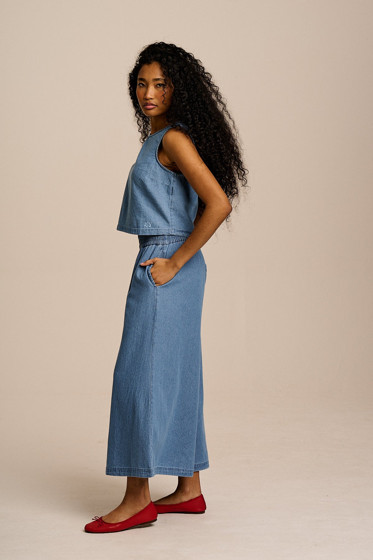 Arden - Shell Top Organic Cotton in Light Blue
