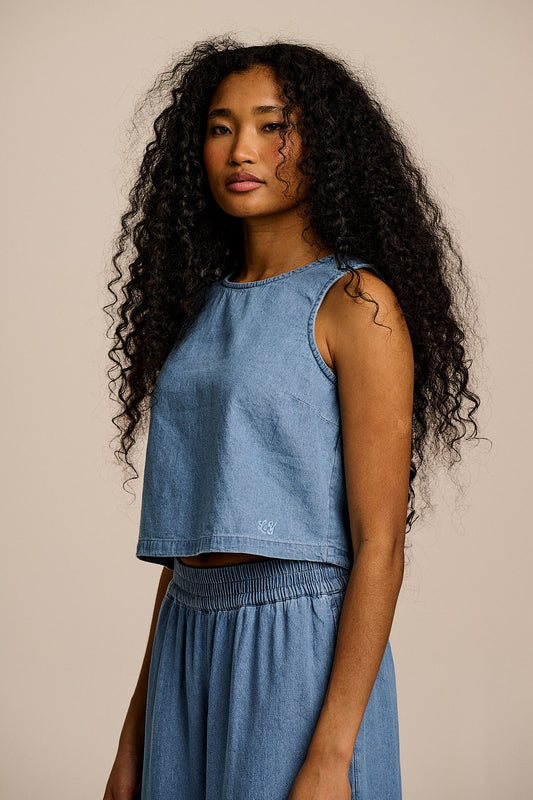 Arden - Shell Top Organic Cotton in Light Blue