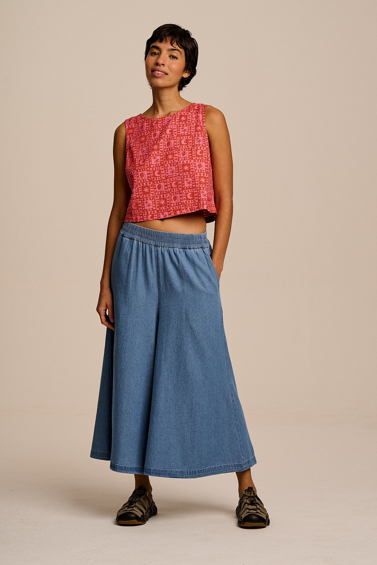 Arden - Shell Top Organic Cotton in Pink & Red Lunar Healing