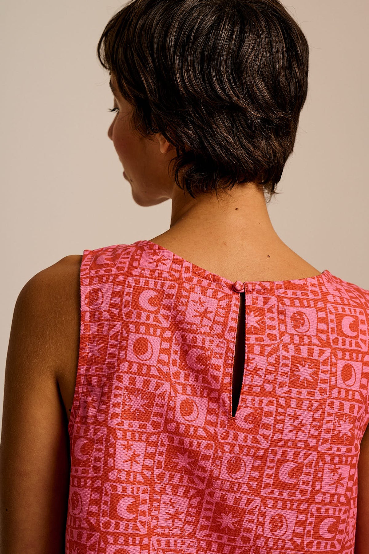 Arden - Shell Top Organic Cotton in Pink & Red Lunar Healing