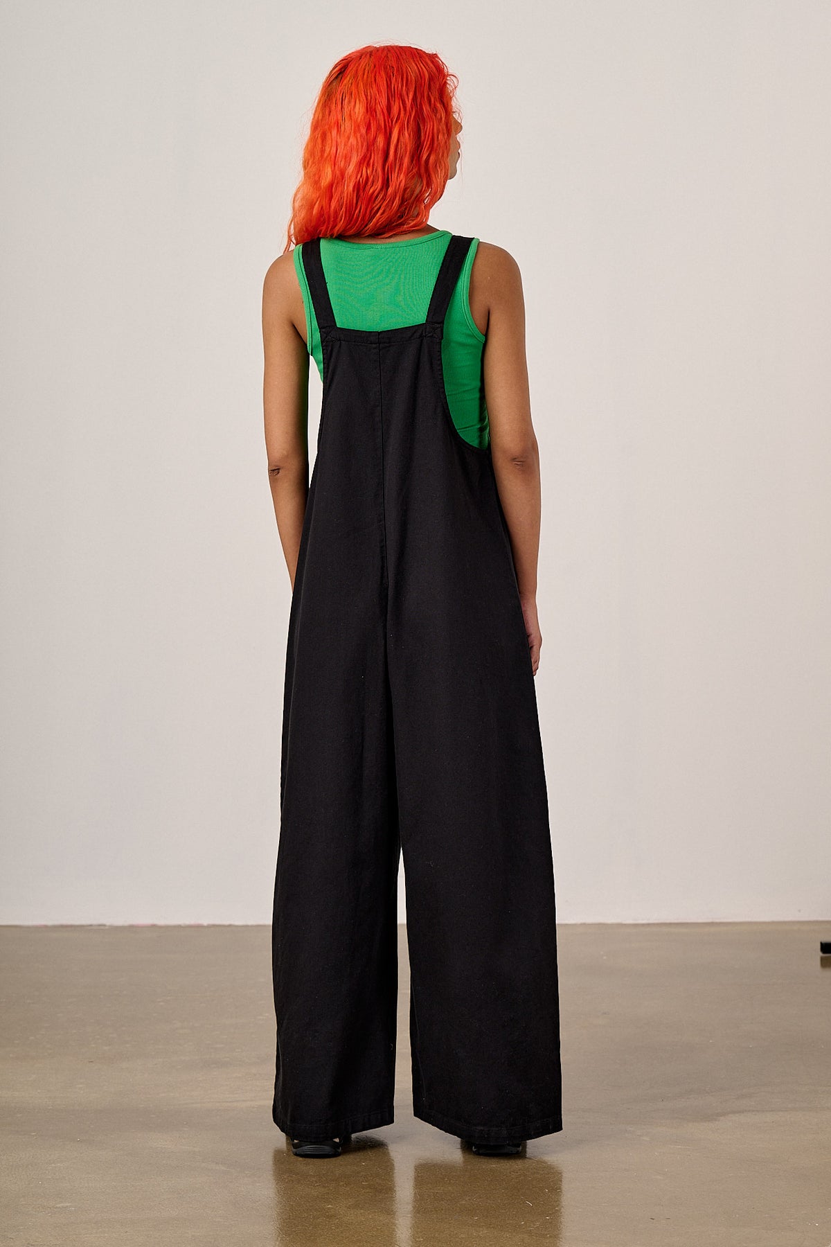 Arlo - Wide Leg Dungarees Organic Cotton in Black