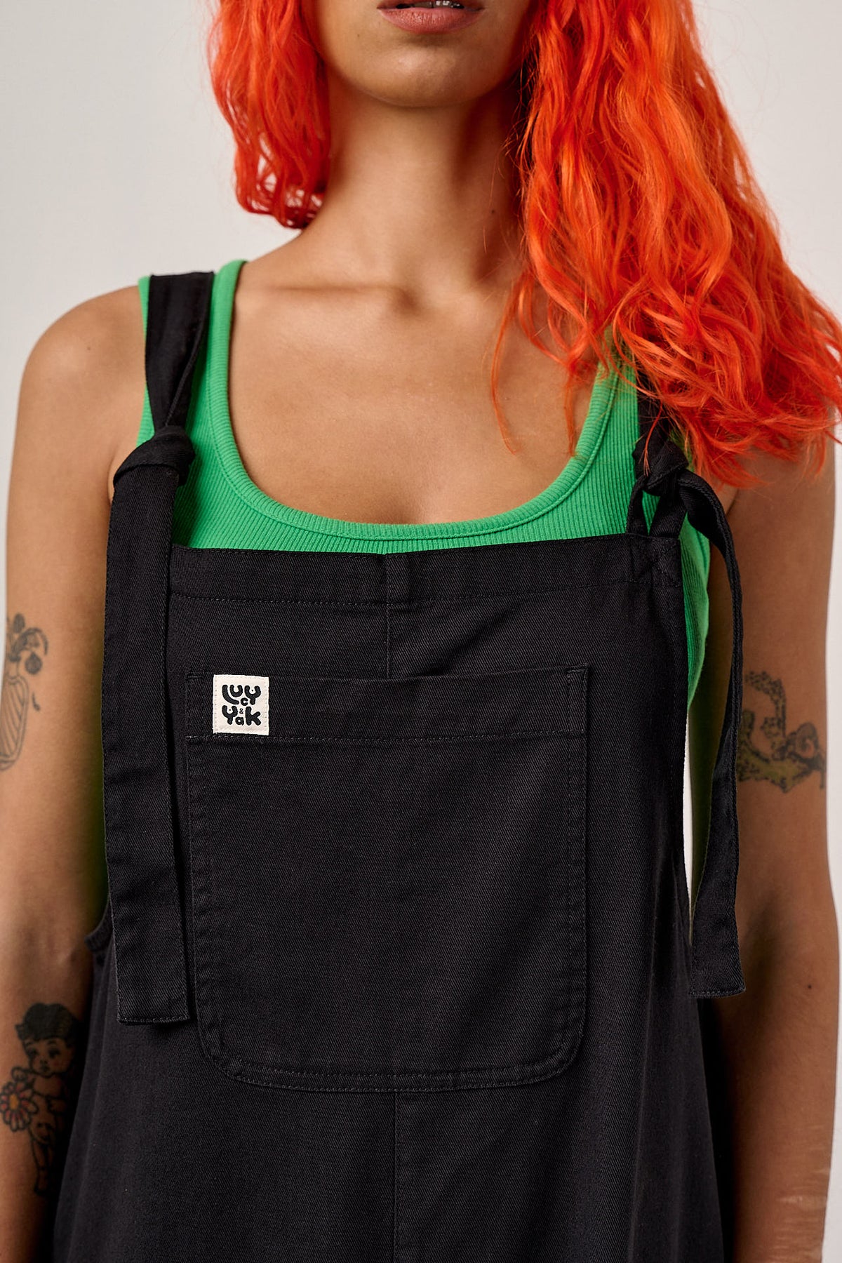 Arlo - Wide Leg Dungarees Organic Cotton in Black