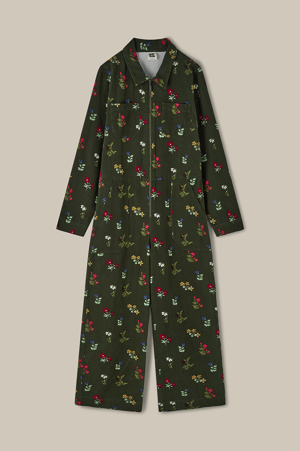 Arendal - Long Sleeve Jumpsuit Organic Cotton Twill in Winter Blooms