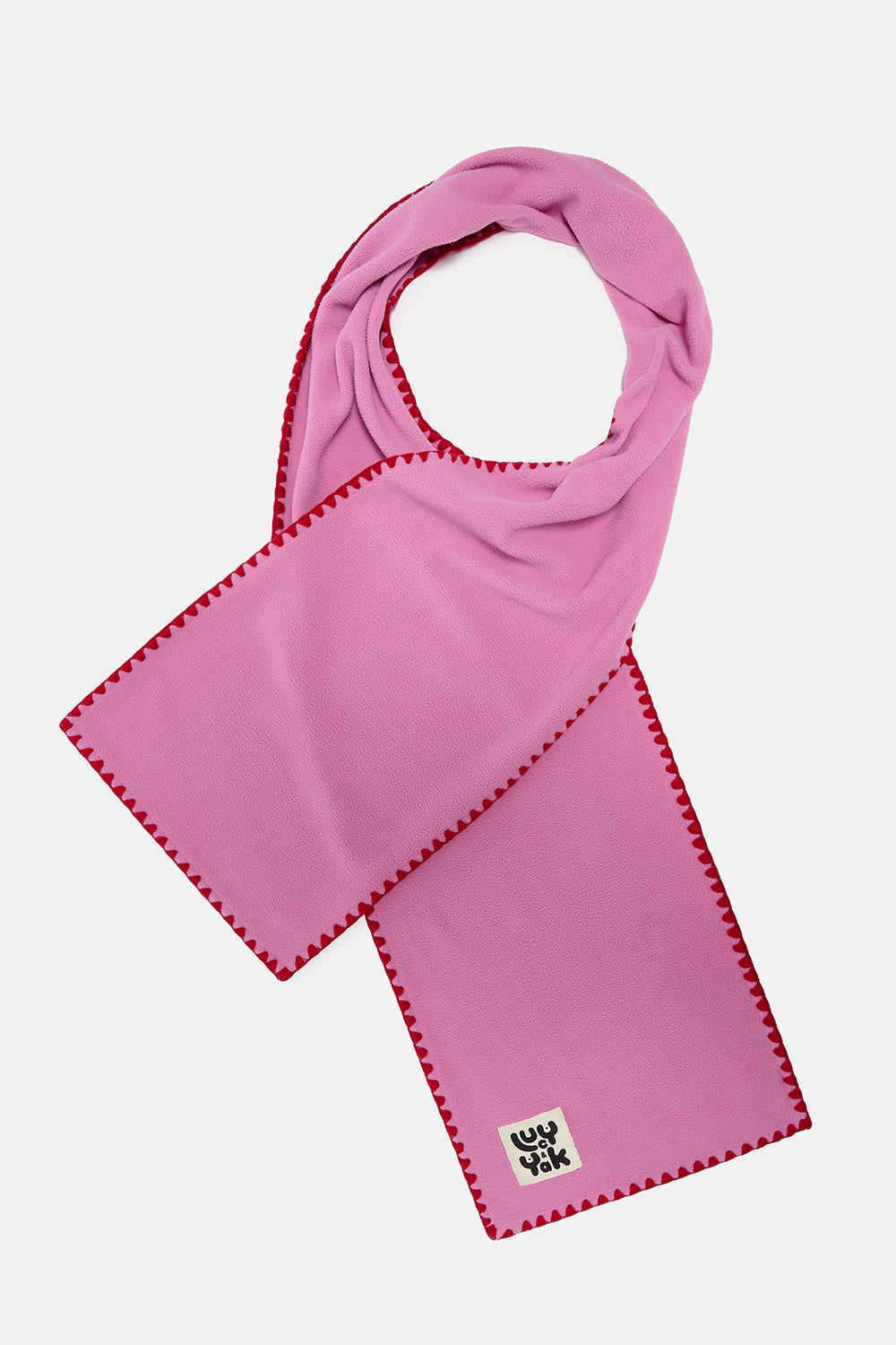 Kiri - Blanket Stitch Scarf Recycled Polyester in Pink & Red