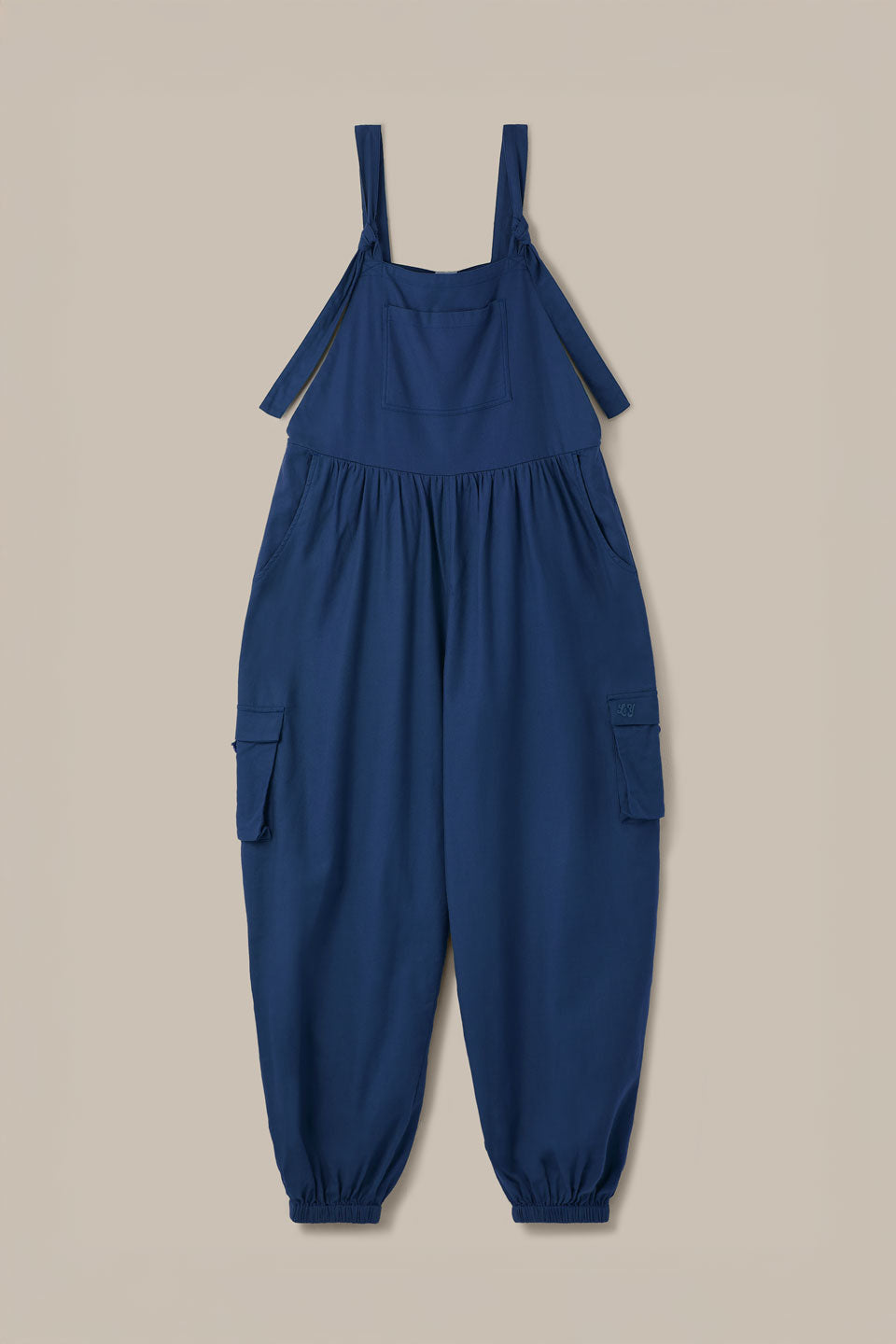Miyada - Cuffed Leg Dungarees Organic Brushed Cotton in Navy