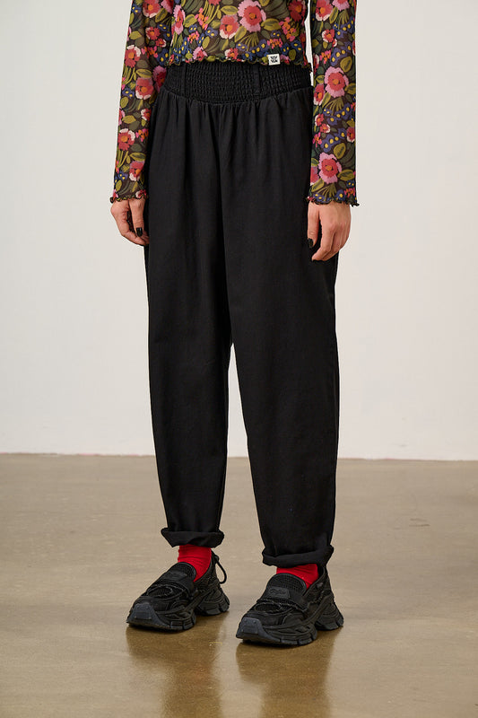 Alexa - Tapered Leg Trousers Organic Cotton in Black