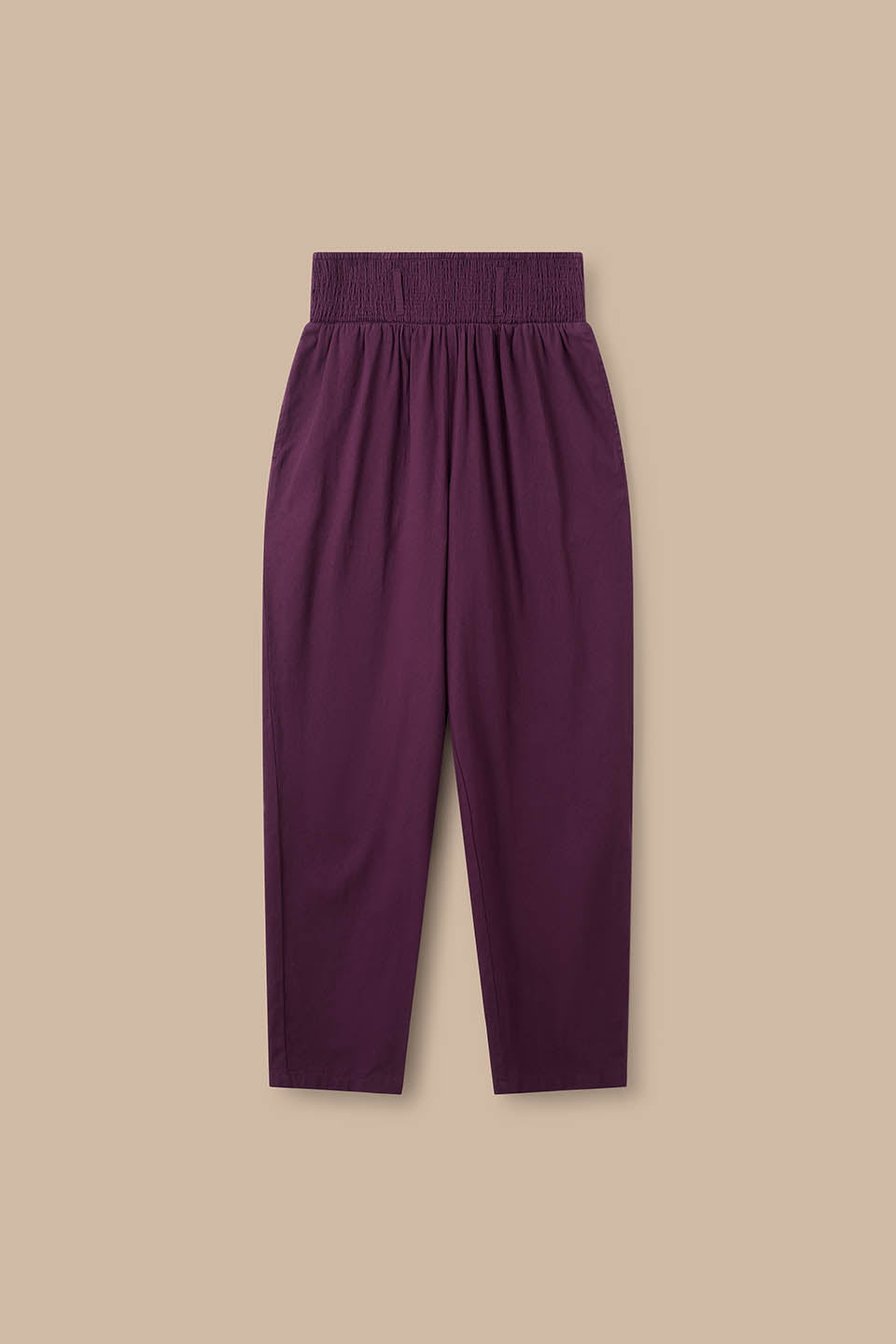 Alexa - Tapered Leg Trousers Organic Cotton in Grape Wine