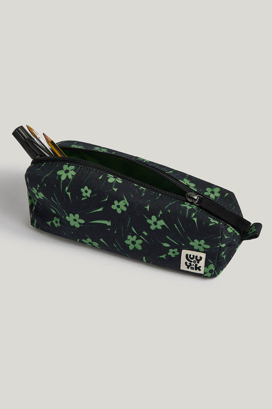 Alva - Pencil Case Organic Cotton in Green Floral