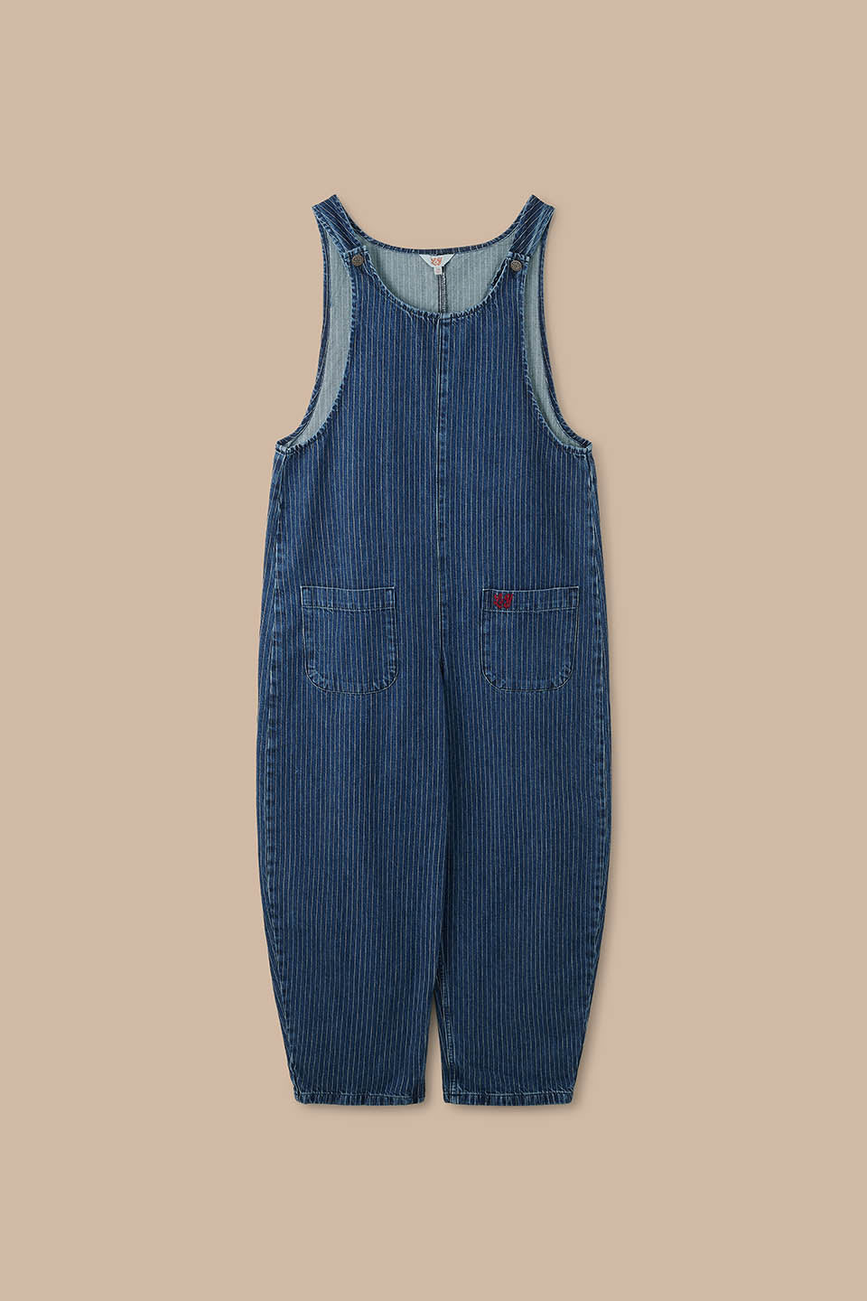 Ara - Barrel Leg Dungarees Recycled Cotton Denim in Pinstripe