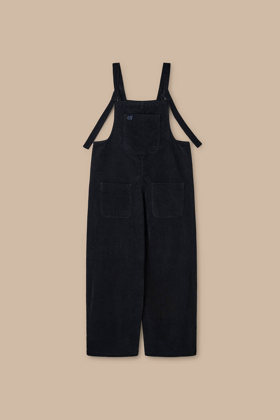 Arlo - Wide Leg Dungarees Organic Cotton Corduroy in Black