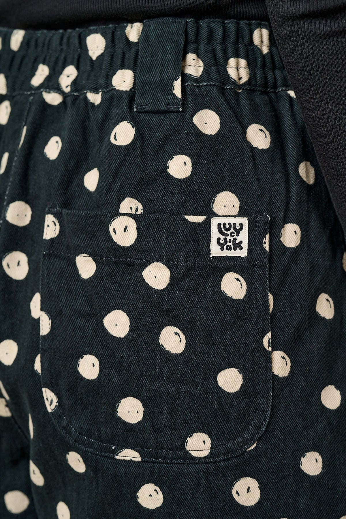 Ashby - Barrel Leg Trousers Cotton in Polka Dot Black and Ecru