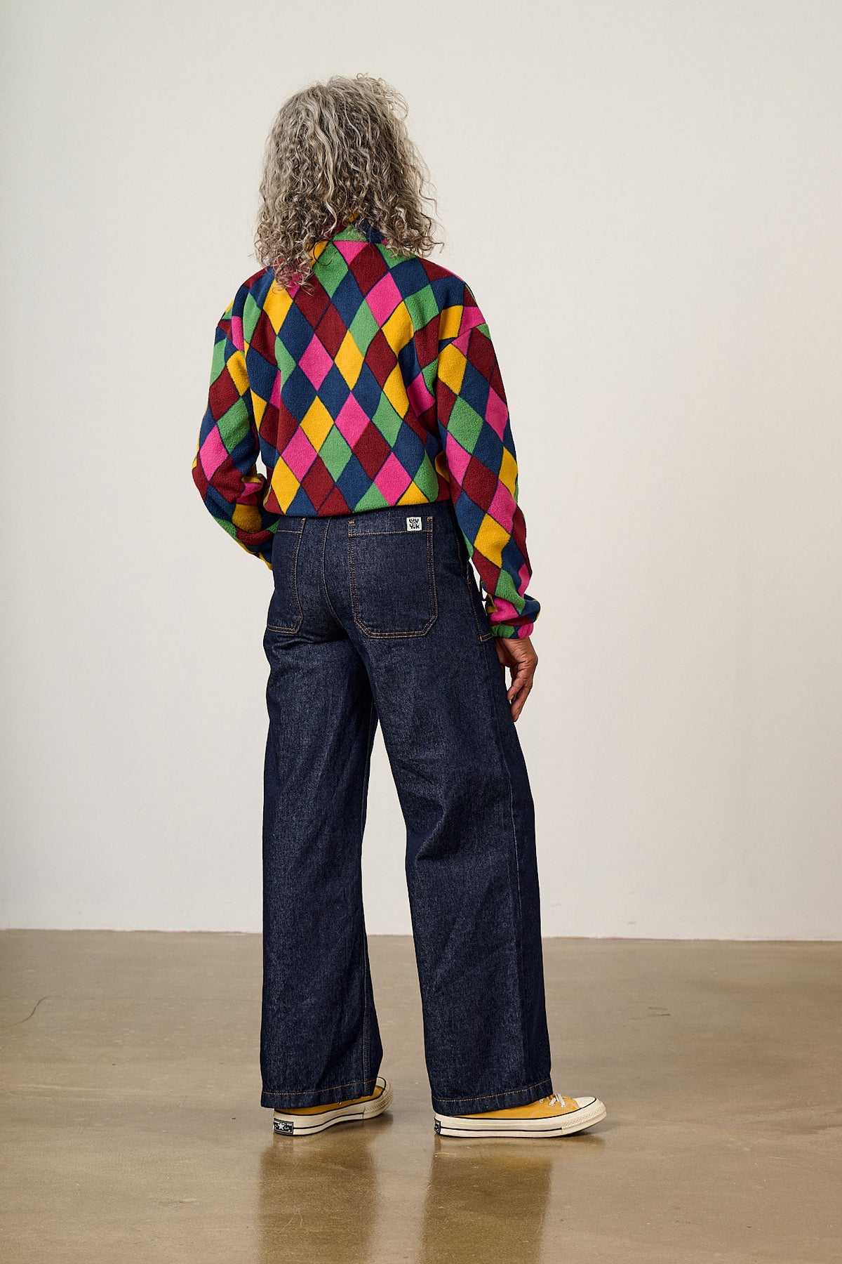 Blake - Cropped Fleece Recycled Polyester in Harlequin