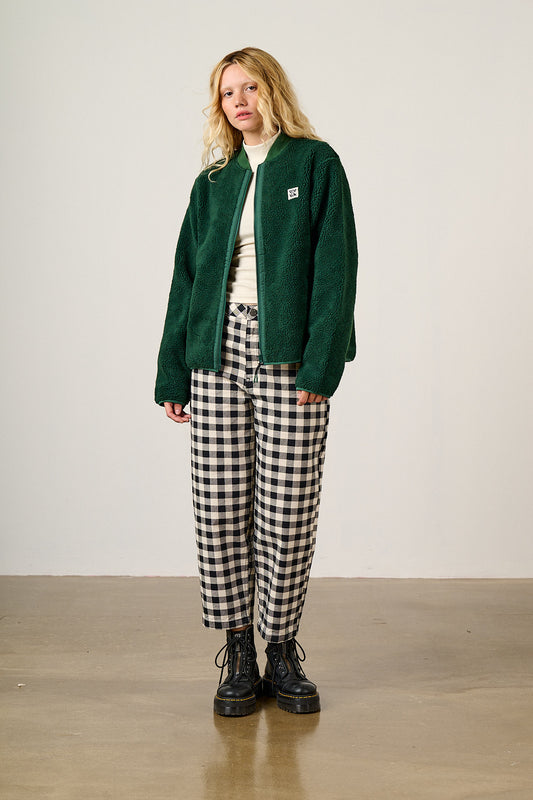 Cassie - Bomber Jacket Recycled Polyester Borg Fleece in Green